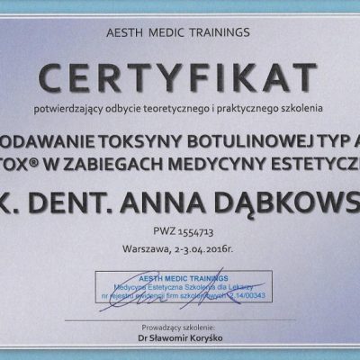 certyfikaty AD 2016-04 02-03 botox